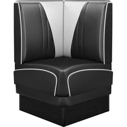 Diner Eckbank | Schwarz | B:H 60 x 103 cm | V-Steppung | Leder | Eckbank American, American Diner Sitzbank, American Dinerbank, American Diner Möbel