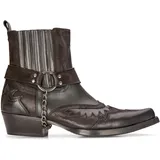 Infinity Leather Herren-Cowboy-Stiefeletten aus Leder, Schwarz, Braun, kubanischer Biker, Winklepicker Western - 41 EU