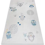rugsx Bambino Kinderteppich mit Muster „Eulen” - Waschbar, Anti-Rutsch, grau 80x150 cm