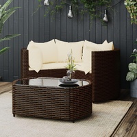 vidaXL 4-tlg. Garten-Lounge-Set mit Kissen Braun Poly Rattan