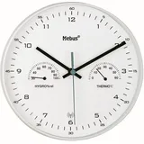 MEBUS Funk-Wanduhr mit Thermometer/ Hygrometer, weiß