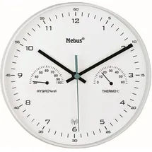 MEBUS Funk-Wanduhr mit Thermometer/ Hygrometer, weiß