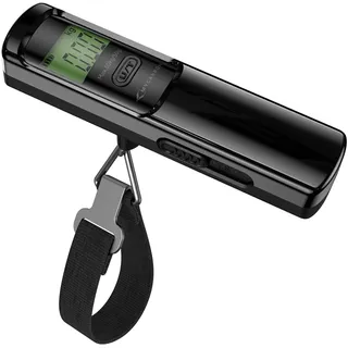 MYCARBON Kofferwaage ohne Batterie 50KG/110lb Digitale Kofferwaage mit LCD-Anzeige Gepäckwaage Tragbare Für Reisen Leben und Angeln Schwarz