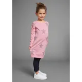 Kidsworld Sweatkleid "Sterne-Allover Kleid für kleine Mädchen", Mädchen, Gr. 140/146, N-Gr, rosa, angeraute Sweatware, Obermaterial: 100% Baumwolle, Glitzermuster, gemustert, Basic ca.
