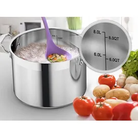 NutriChef 8 Liter Edelstahl-Topf - 18/8 Lebensmittelqualität Schwerer Großer Suppentopf für Eintöpfe, Suppen, Inklusive Deckel, Spülmaschinenfest, Geeignet für Induktion, Keramik & Halogenkochfelder
