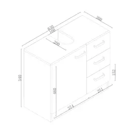 stabilo-sanitär Waschbeckenunterschrank 'Knut' polarweiß matt mit 3 Schubladen, Waschtischunterschrank 63x30x54cm