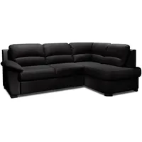 Ecksofa - black - Kunstleder - Basismodell - Ottomane rechts Sofa Wohnlandschaft