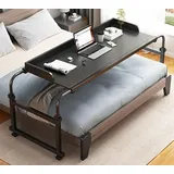 FDSGEEE Rollbarer Betttisch, verstellbar, für Computer, Laptop, Arbeitsplatz mit Rollen, Höhe und Länge verstellbar (Farbe: schwarz)
