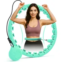 JLoibao Smart Hoop Reifen Erwachsene mit Gewicht Kugel, 24 Knoten Umfang (77-132cm) Abgebauter Fitnessreifenl, Hullahub Reifen Zum Abnehmen für Erwachsene und Anfänger (Cyanfarben)