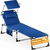 CASARIA Sonnenliege 180 x 61 x 35 cm Blau