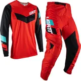 Leatt 3.5 S23, Set Textilhose/Trikot - Rot/Schwarz/Türkis - XS