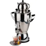 Assheuer & Pott APS Samowar, Teekocher, 3-teiliges Set 12315 , 1 Set = 1 Samowar 6 Liter, 1 Teekanne 1,1 Liter, 1 Tropfschale