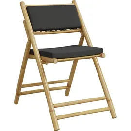 vidaXL 3-tlg Bistro-Set Klappbar mit Dunkelgrauen Kissen Bambus Modell 4