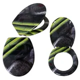 WC Sitz Bamboo mit Absenkautomatik WC-Deckel Klobrille Duroplast Hochglanz