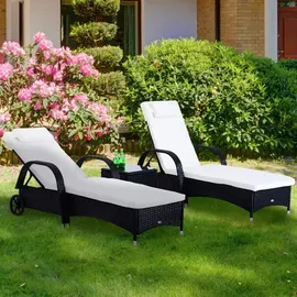 Outsunny Gartenliege 200 x 73 x 103 cm Schwarz