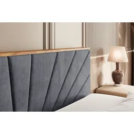 altdecor Boxspringbett mit Matratze Topper, Polsterbett mit Bettkasten, LOLLI6-Z KING - Dunkelgrau