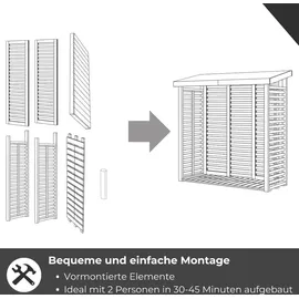 deltagartenh Kaminholzregal Flammo S Holz 188 x 69 x 183 cm Grau