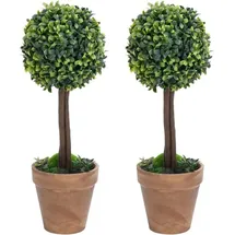 vidaXL Künstliche Buchsbäume 2 Stk. mit Topf Kugelform Grün 56 cm