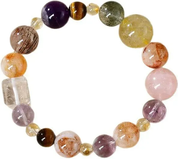 VoxorAI L8 [Grüner Phantomquarz] Kristallarmband, Armband aus natürlichem Amethyst, DIY-Handwerkskunst, modisches und hochwertiges Kristallarmband
