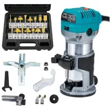 LuxusKollektion Fräsbohrer Oberfräse Einhandfräse 710 W Kantenfräse 15-tlg Hartmetall 6,35 mm