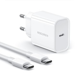 Rocoren USB C Ladegerät 20W für iPhone 15, iPhone 16, 16 Pro mit 60W USB C auf USB C Ladekabel, Schnellladegerät Netzstecker Ladeadapter Kompatibel mit iPad Pro, iPad Air, Samsung, Google Pixel