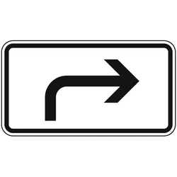 Verkehrszeichen Richtung der Gefahrstelle, rechtsweisend