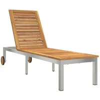 VidaXL Sonnenliege mit Rädern 207x58x35 cm aus massivem Akazienholz