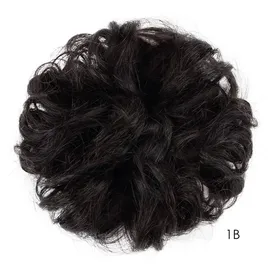 luxuskollektion Echthaar Haarteil Haargummi 100% Naturschwarz Lockig