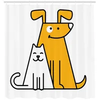 ABAKUHAUS Duschvorhang Katzen und Hunde Freunde 175 x 180