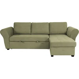 trends by hg Eckcouch Polyester mit Bettfunktion 3-Sitzer Grün