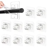 vcsjw 10 Stück Selbstklebende Gardinenstangenhalter,Gardinenstange Ohne Bohren,Gardinenstange Halterung,Passend für Stangendurchmesser von 15-22 mm,Geeignet für Wohnzimmer,Schlafzimmer,Badezimmer