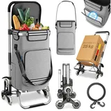 eloneo Einkaufstrolley Treppensteiger silber 43 l
