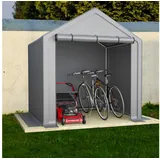 CHICFURN Gerätehaus Geräteschuppen Fahrradgarage Werkzeugschuppen für Garten, BxT: 190,00x170,00 cm, (Packung, 1 St), Lagerzelt für Fahrräder und Gartengeräte 190x170x200 cm Dunkelgrau grau 190,00 cm x 170,00 cm