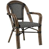 GGM Möbel 4er-Set Französischer Rattanstuhl | Schwarz & Weiß | Rattan/Bambus | | Bistro Rattanstuhl, Gastro Rattanstuhl, Outdoor Rattanstuhl,