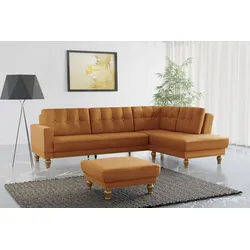 Ecksofa SIT & MORE "Orient 5 L-Form", gold, B:298cm H:90cm T:198cm, 100% Polyester, Sofas, mit Strass-Stein, wahlweise mit Bettfunktion und Bettkasten