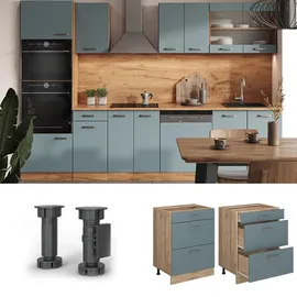 Vicco Schubladenschrank R-Line 60 x 60 x 81,5 cm Blau-Grau