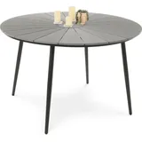 di volio Gartentisch Palermo ø 120 cm, rund - grau, Gartentisch - wetterfest & langlebig, aus Kunstholz und Aluminium - Grau/Schwarz