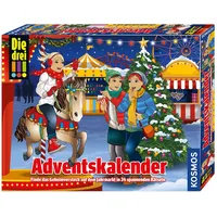 KOSMOS 634070 - Die drei !!! Adventskalender 2019, Finde das Geheimversteck auf dem Jahrmarkt in 24 spannenden Rätseln, Mit 24 Detektiv-Gimmicks, Interaktiver Spielzeug-Adventskalender für Kinder ab 8