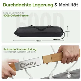 Sekey Hängematte Doppelhängematte mit Kissen bis 200 kg belastbar für 2 Personen XXL Hängesessel für Garten Balkon Camping Outdoor St... - Grau