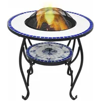 vidaXL Feuertisch Mosaik Ø 68 cm Blau/Weiß