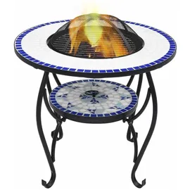 vidaXL Feuertisch Mosaik Ø 68 cm Blau/Weiß