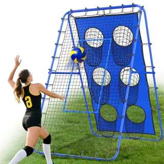 Volleyball-Rebounder, 2,1 x 1,2 m – Multi Winkel, verstellbar, Trainingsgerät, Rückprallnetz mit stabilen Metallpfählen, Rebounder für Fußball,Volleyball,Basketball