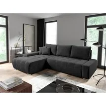 Fun Möbel Ecksofa Sofa mit Schlaffunktion VOGAR Stoff Poso Dunkelgrau Ottomane Links - Grau