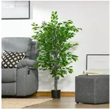 Homcom Künstlicher Ficusbaum Kunststoff Zement, 15L x 15B x 135H cm-Grün | Gr.: onesize