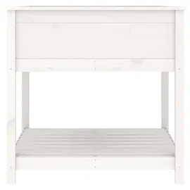 vidaXL Pflanzkübel mit Ablage 82 x 82 x 81 cm Weiß