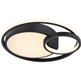 ETC Shop LED Deckenleuchte, Ring-Design schwarz-matt, weiß, L 40,5 cm - schwarz