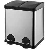 Home4You Mülltrennsystem Treteimer 30 l Edelstahl Schwarz