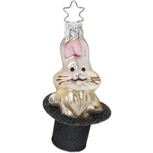 Inge-Glas Manufaktur Inge-Glas® Manufaktur Christbaumschmuck Glas Kaninchen 7,5cm Weihnachtskugeln Zauberhut Weihnachtsbaum