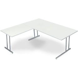 Kerkmann Winkel-Schreibtisch »Artline Transparent« 200 cm 90° Winkel höhenverstellbar weiß, 200x82x80 cm