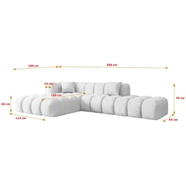altdecor Ecksofa in L-Form Corner Sofa Bett Eckcouch Couch Wohnlandschaft Cauchsofa Olea-L2-309x190x70 cm Weiß